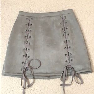 Honey Punch Grey Suede Skirt